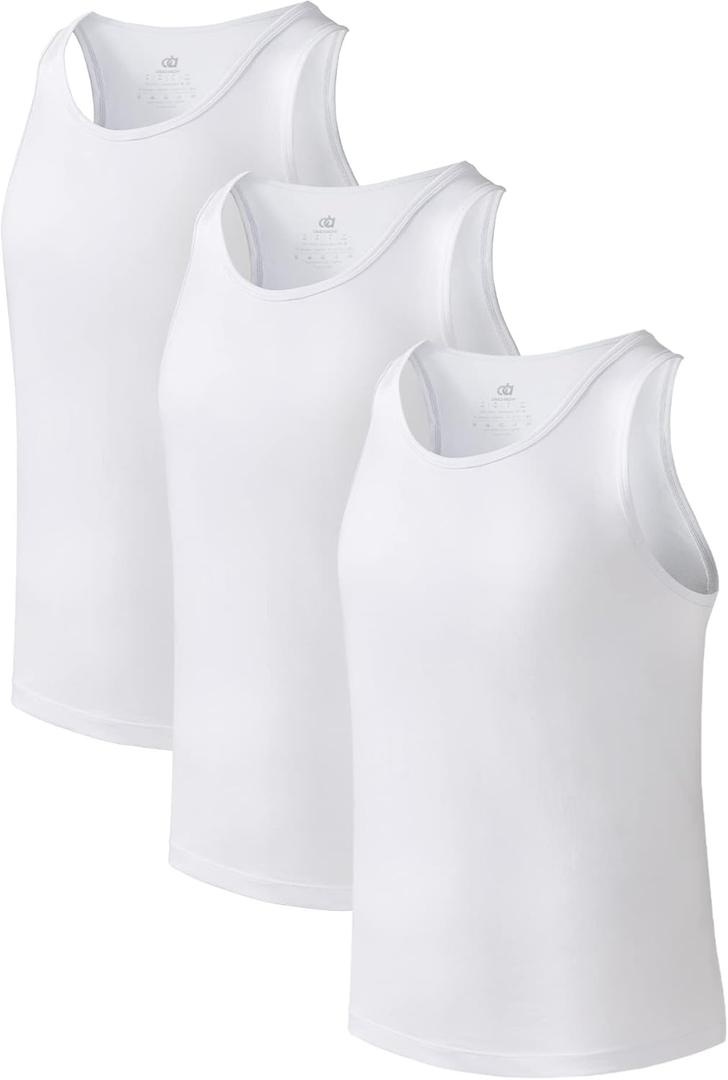 DAVID ARCHY Men's Tank Top Bamboo Rayon Undershirts Tank Shirt Moisture-Wicking A-Shirt for Men, 3 or 5 Pack (Medium, White)