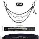 Double Grommet Star Studded Belt, Y2k EMO Punk Belt for Women,Black Grunge Goth Belts with Star Pants Chains (Black)