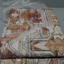 jinchan Area Rug 6x9 Floral Brick Red Rug Distressed Thin Vintage Retro Indoor Non Slip Carpet Kitchen Living Room Bedroom Dining Room