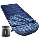 POEPORE Flannel Sleeping Bag Cotton 0 Degree Cold Weather for Adults XXL Sleeping Bag 4 Season Big and Tall with Compression Sack