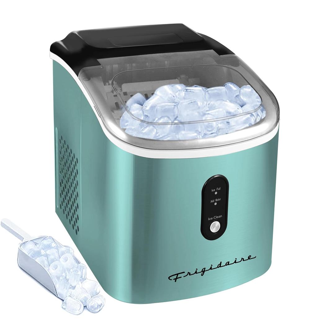 Frigidaire EFIC103 Ice Maker Machine Heavy Duty, 26lb Ice per Day, Blue SS