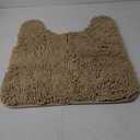 OLANLY Toilet Rugs U-Shaped 20x20, Extra Soft Absorbent Chenille Contour Bathroom Rugs for Toilet, Dry Quickly, Machine Washable, Non-Slip Bath Mat, Beige