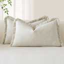 ATLINIA 100% Linen Pillowcases Set of 2, King Size 20" x 36" Pillow Case, Linen Pillow Sham (Natural)