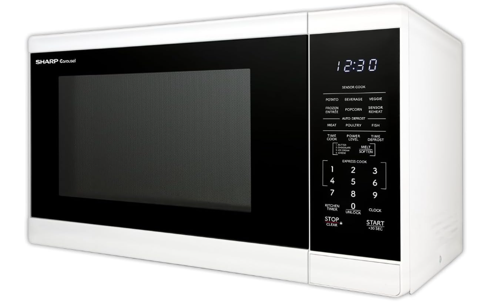 SHARP Countertop Microwave Oven with Removable 12.4" Carousel Turntable, 1100 Watt, 1.4 Cubic Feet, White