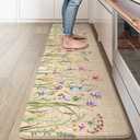 KIMODE Anti Fatigue Kitchen Mat, Cushioned Farmhouse Kitchen Runner, Non Slip Waterproof Kitchen Mat for Floor, Memory Foam Standing Desk Mat for Laundry, Office, Sink Brown 17.3"x59"