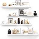 LaVie Home 35.4-Inch White Floating Shelves for Wall Storage Set of 4 - Modern Minimalist Picture Ledge Shelf Wall Decor for Kitchen, Bedroom, Bathroom, and Living Room, Large Floating Shelves