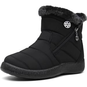 Hsyooes Womens Warm Fur Lined Winter Snow Boots Waterproof Ankle Boots Outdoor Booties Comfortable Shoes for Women, 11