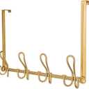 Double Prong Over The Door Hook Rack, with 4 Triple Hooks to Hang Your Coats, Hats, Towels, Purses and More in Your Bathroom, Bedrrom or Walk-in Closets - Gold
