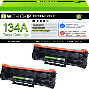 greencycle LaserJet 134a Black Toner Cartridge Compatible for HP 134A Black Toner Cartridge Work with Laser Jet M209dw M209d M234dw M234sdn M234sdw (2PCS,with Chip)