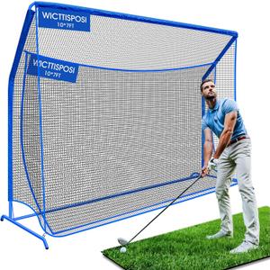 Golf Hitting Net with Extra Striking Net, 10x7ft/7x7ft Heavy Duty Golf Practice Nets for Golfers Backyard Driving Swing, Golf Impact Cage Metal Frame with Storage Bag&Elevated Base, Indoor Outdoor Use