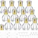 12 Pack 50ml/1.7oz Refillable Glass Perfume Spray Bottles, Empty Crystal Glass Fragrance Spray Bottles Bulk, Vintage Atomizer with Refill Tool for Travel, Home Decor(Pumpkin Gold)