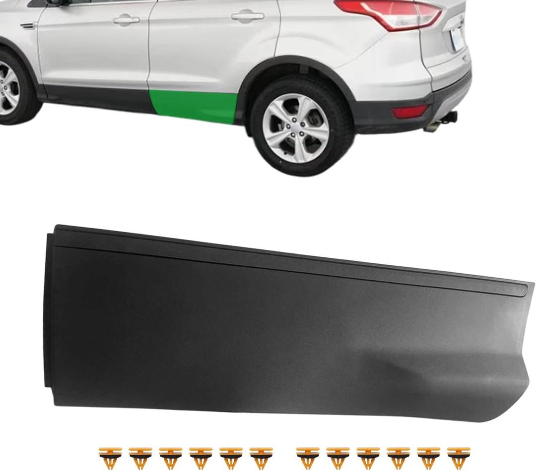 Rear Left Door Lower Side Body Molding Panel Cover Trim with Retainer Clips for Ford Escape 2013 2014 2015 2016