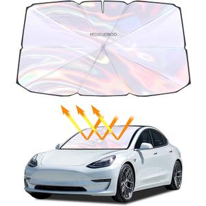 helloleiboo 5  Car Windshield Sun Shade Umbrella,Colorful 360Rotating Foldable Windshield Sun Shade Front Window Reflective Polyester Blocks Heat and Sun Sun Shade for Cars SUV (55 * 31 inches)