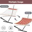 SUNCREAT Hammocks Portable Hammock with Stand, Carrying Bag, Hammock with Stand 2 Person Heavy Duty for Bedroom, Backyard, Patio, Balcony, Red Stripe