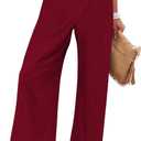 Fooullaide Women High Waist Wide Leg Palazzo Dressy Work Pants with Pocket | Breathable, High Waist, Summer Flowy Slacks, Casual Loose Fit Trousers, for Street, Work Beach Vacation Resort Wear (M)