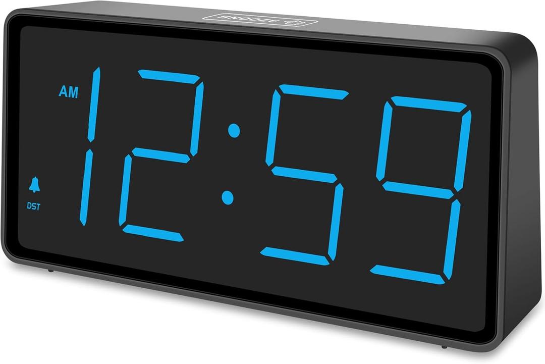 Peakeep Battery Operated Digital Alarm Clock for Bedrooms Cordless - Auto/Manual Dimmer, Volume Adjustable, Large Big Numbers Display, Dual Power Supply