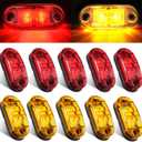 Tallew 10 Pcs 2.5 Inch LED Trailer Lights 2 Diode Waterproof LED Trailer Side Marker Oval Signal Running Lights for Truck Boat Rv(Amber, Red)