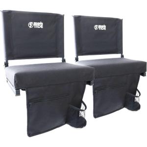 BRAWNTIDE Wide Stadium Seat - Extra Thick Cushion, Great Back Support, Lightweight Chair, Multiple Storage Pockets, Compact, Ideal for Sporting Events (Black, 2 Pack)