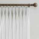 Beige White Triple Pinch Pleated Curtains 90 Inch 2 Panels for Living Room Bedroom Memory Shape Trained Pleated Linen Drapes Ivory Off White Semi Sheer Light Filtering Privacy Curtains 90 Inch Length