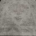 Area Rug 8x10 Vintage Rug: Large Washable Indoor Medallion Rugs Low Pile Distressed Floor Carpet Retro Accent Rug for Living Room Bedroom Kitchen Dining