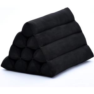 Leewadee Triangle Cushion – Comfortable Backrest for TV or Reading, Incline Pillow for Relaxing Made of Kapok, 20 x 13 x 13 inches, Black