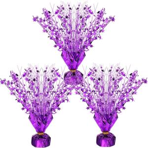 Crowye 3 Pieces Metallic Foil Spray Centerpiece Birthday Table Decoration Star Burst Centerpieces Graduation Table Decor for Birthday 2026 Party Holiday(Purple)