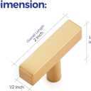 Ravinte 20 Pack Brass Single Hole Champagne Gold Handles Square Cabinet Hardware Stainless Steel Pulls for Kitchen Cupboard Drawers 2 Inch Overall Length
