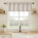 OVZME Valance for Windows, Light Filtering Faux Linen Textured Small Short Valance Kitchen Curtain, Dual Rod Pocket Top Short Window Curtain for Bathroom Basement Farmhouse, 60Wx14L Inch, Linen Color