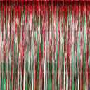 Sumind 4 Pack Foil Curtains Metallic Fringe Shimmer Curtain for Birthday Wedding Party Christmas Decorations (Red and Green)
