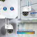 Security Camera Outdoor Wired with Night Vision Color, 360 WiFi Cameras for Home Security, Waterproof Video Surveillance Cameras, Motion Detection, Auto Tracking & Alarm, Fee Phone App and PC Software