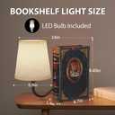 Vintage Bookshelf Lamp Rechargeable, Cordless Book Lamp with Linen Shade, Dimmable Touch Control Table Lamp, Modern Decorative Bookend, Bookshelf Lights for Office Home, Library, Study