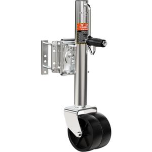 YOMILINK 1500 lbs Trailer Jack with Dual Wheel, Heavy Duty Swivel Boat Jack, 12" Lift, Bolt-on Tongue Trailer Jacks for RV Boat Trailers, Silver