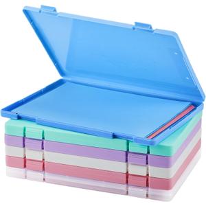 Zhanmai 6 Pcs A4 File Boxes Portable Project Case Plastic Scrapbook Paper Storage Box for 8.5 x 11 Letter Paper Colorful Document Storage Containers Magazines Holder for Home Office Supplies
