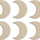 60 Pcs Moon Wood Cutouts Crafts Wooden Moon Shaped Slices Embellishments Unfinished Wood Ornaments for DIY Projects Home Decoration (1.58x2 in)