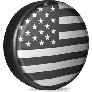 Spare Tire Cover for RV Trailer, Jeep Wheel Cover for Spare Tire, Leather Trailer Tire Covers with American USA Flag for Camper, RV Trailer, Jeep, Truck, SUV (15" for Diameter 27.95-28.74 inch)
