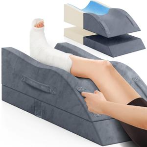 Leg Elevation Pillows, Wedge Pillow for After Surgery, Memory Foam Leg Support Adjustable, Comfort Care for Back Knee Hip Ankles Pain, Knee Pillow for Sleeping Blood Circulation Grey