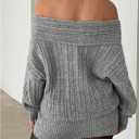 Milumia Women's Off The Shoulder Mini Sweater Dress Foldover Long Sleeve Y2k Knit Dresses (Gray, L)