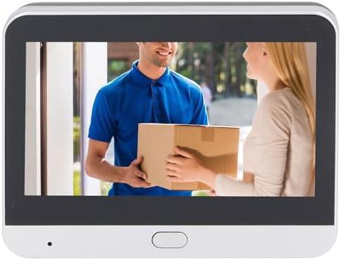 1080P Door Peephole Camera 4.3 inch Smart Visual Intercom Doorbell with Two Way Call, PIR Body Detection, 5000mah Rechargeable Battery Cloud SD