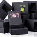 Spakon 30 Pcs Soap Boxes for Homemade Soap Packaging Mini Kraft Paper Box with Window 3.5 x 2.6 x 1.2 Inch Rectangle Gift Box for Bakery Candy Gift Packaging Halloween Birthday Party (Black)