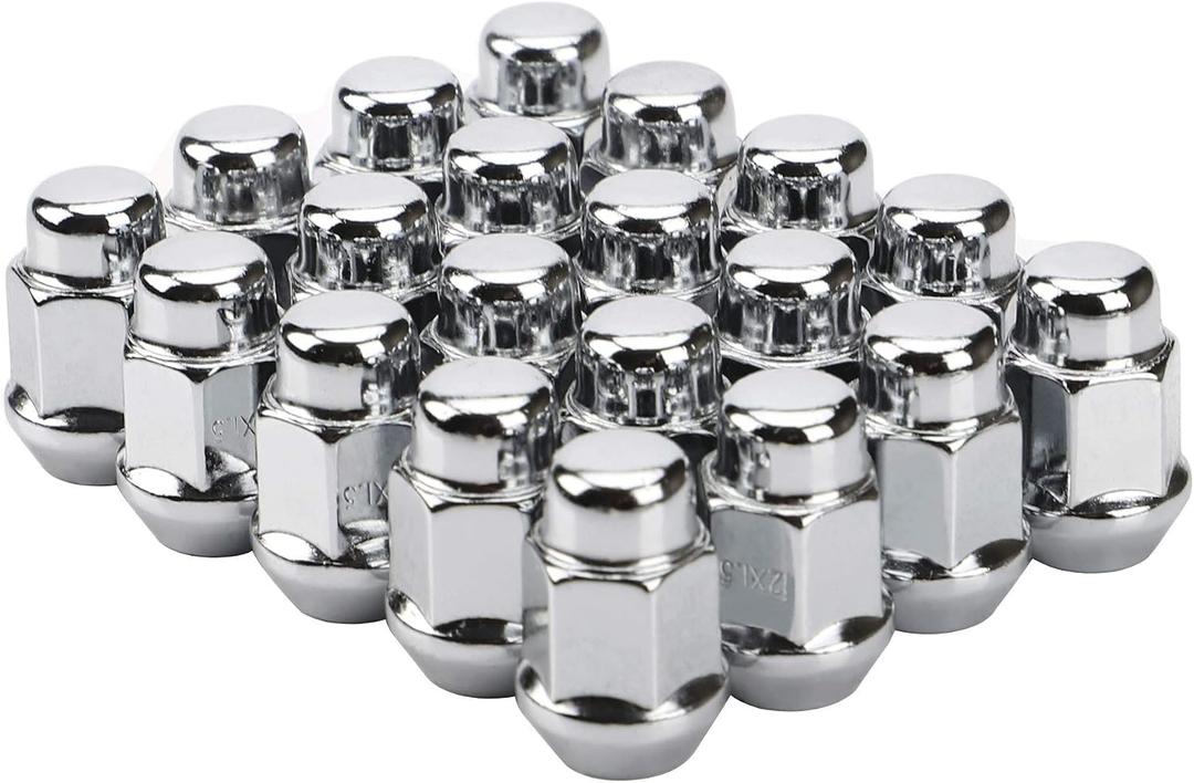 12x1.5 Wheel Lug Nuts, 20PCS Chrome 12mmx1.5 Closed End Bulge Acorn Lug Nut, Cone Seat, 19mm Hex Aftermarket Wheels