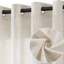 Sand Beige Linen Curtains 90 Inch Length 2 Panels for Living Room Bedroom, Light Filtering Sheer Curtains 90 Inches, Elegant Modern Grommet Semi Sheer Soft Privacy Drapes