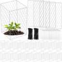 16 Set Wire Plant Protectors Square Wire Plant Cages Chicken Wire Cloche Mesh Plant Cage with 64 Ground Stakes and 200 Nylon Ties Protect Plants, Garden, Vegetables from Animals(12 x 20)