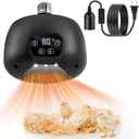 Gulfmew 1 Pack Chicken Coop Heater 200W with Lighting and Temperature Control Chicken Heating Lamp with Digital Display 5Ft Cable Brooder Heater for Reptiles, Remote not Include
