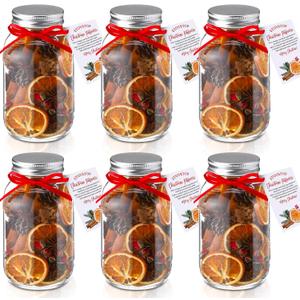 Swiffen 6 Set Christmas Potpourri Simmer Pot Variety Kit Stovetop Orange Cinnamon Potpourri in a Jar Gift for Christmas Holiday House Warming Thank You Gift Simmering Supplies