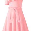 Arshiner Girls Dress One Shoulder Formal Ruffle Trim Birthday Party Dresses with Belted Pockets, Size 14