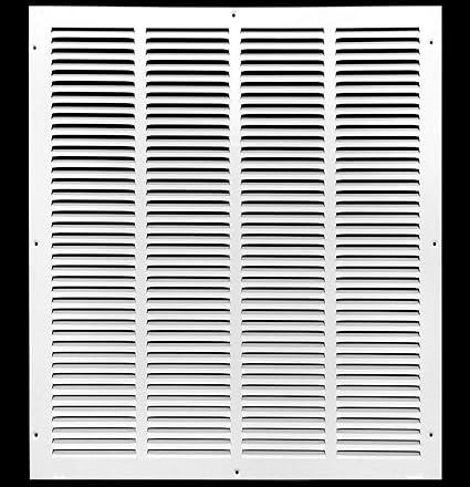 HVAC Premium 20'' x 25'' [Duct Opening] Flat Stamped Steel Return Air Grille - Sidewall and Ceiling - HVAC Vent Duct Cover - White [Outer Dimensions: 21.75''w X 26.75''h]