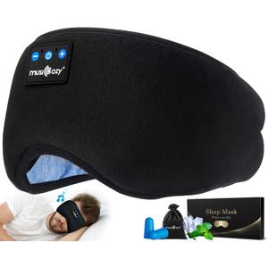 MUSICOZY Sleep Headphones Bluetooth 5.4 Headband Sleeping Eye Mask for Mom Women Men Wireless Music Earbuds Earphones for Side Sleepers Built-in HD Speakers Cool Gadgets Unique Gifts, 1 Count