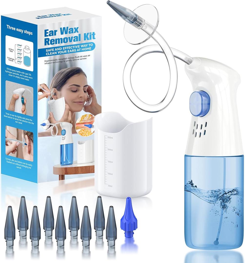 Ear Wax Removal, Ear Cleaner, Ear Wax Removal Kit, FSA Eligible Items Only List, Manual Ear Irrigation Flushing System, Safe and Effective to Clean Ear Built Up Wax (Blue)