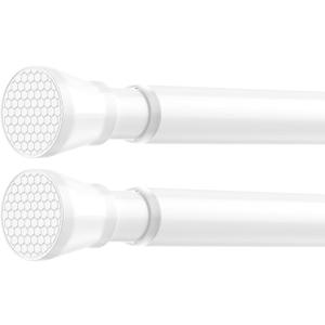 2 Pack Adjustable Tension Curtain Rod 30 to 64 inches, Curtain Rod for Windows Tension Rod No Drill, Spring Tension Curtain Rod for Window, Bathroom, Doorway, White