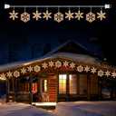 Snowflake Christmas String Lights with 9 Drops - 13ft 150 Mini Bulb Icicle Lights with Clips, Plug-in Connectable Hanging Lights for Front Porch House Tree Pation Decor Holiday Dcor